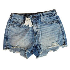 Aerie Daydream Denim Cutoff Shorts Blue XS Distress Button Pockets Elastic NWT